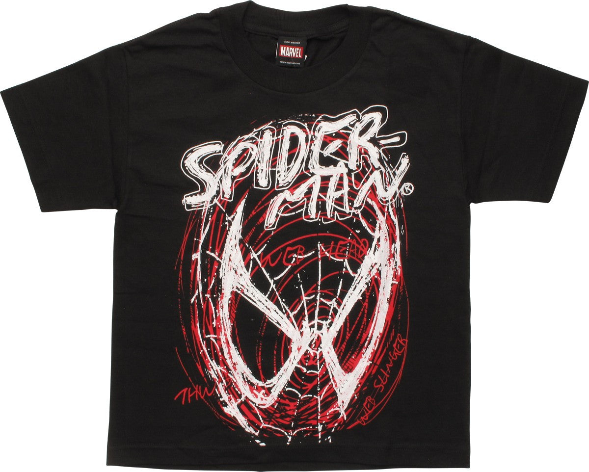 Spiderman Scribble Mask Web Slinger Youth T-Shirt