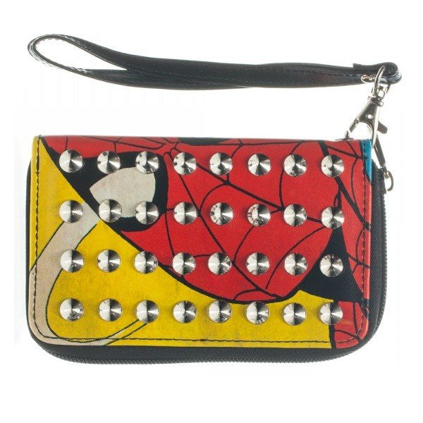 Spiderman Studded Wristlet Clutch Wallet