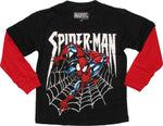 Spiderman Web Cling LS Black Juvenile T-Shirt