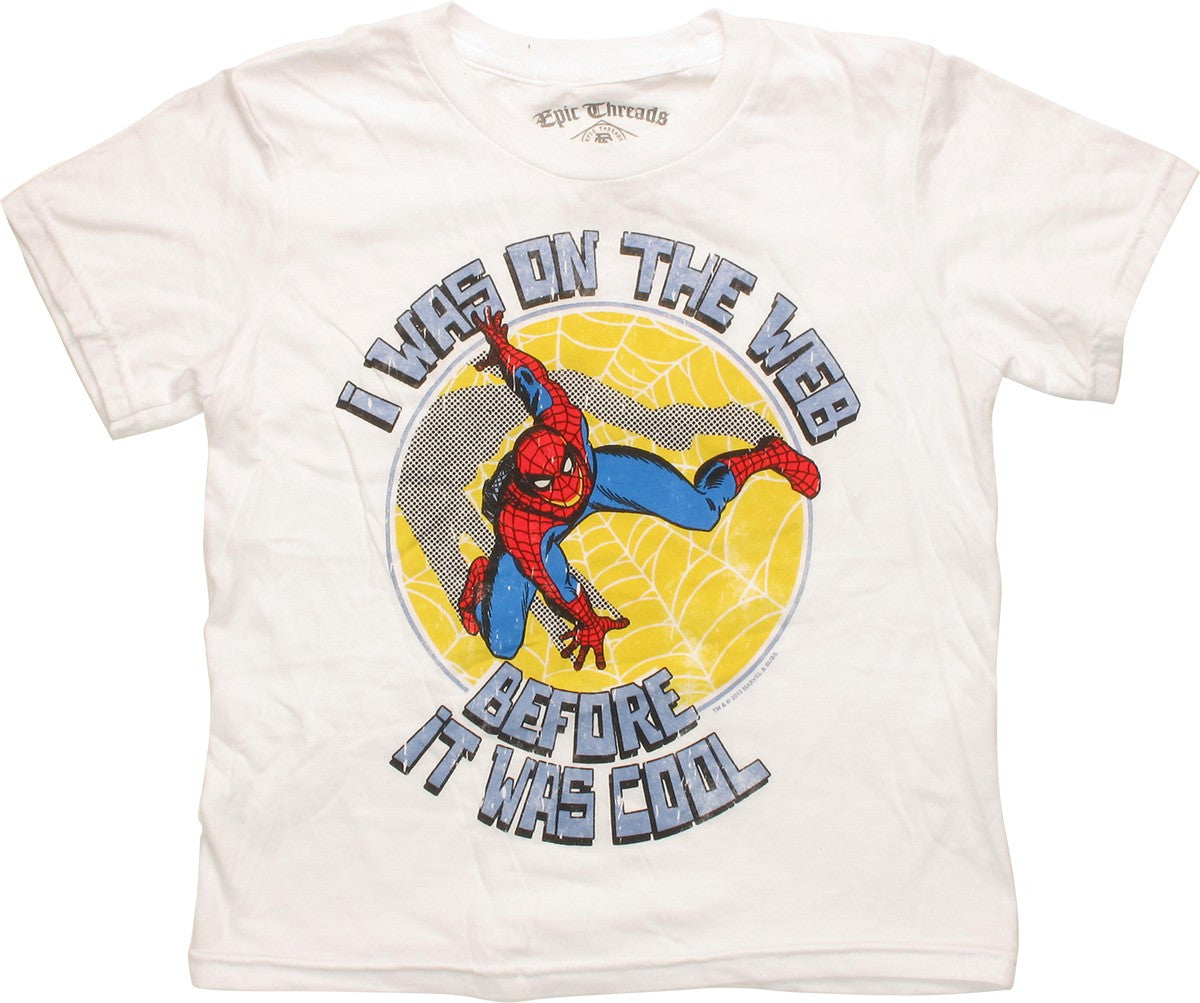 Spiderman Web Cool White Youth T Shirt