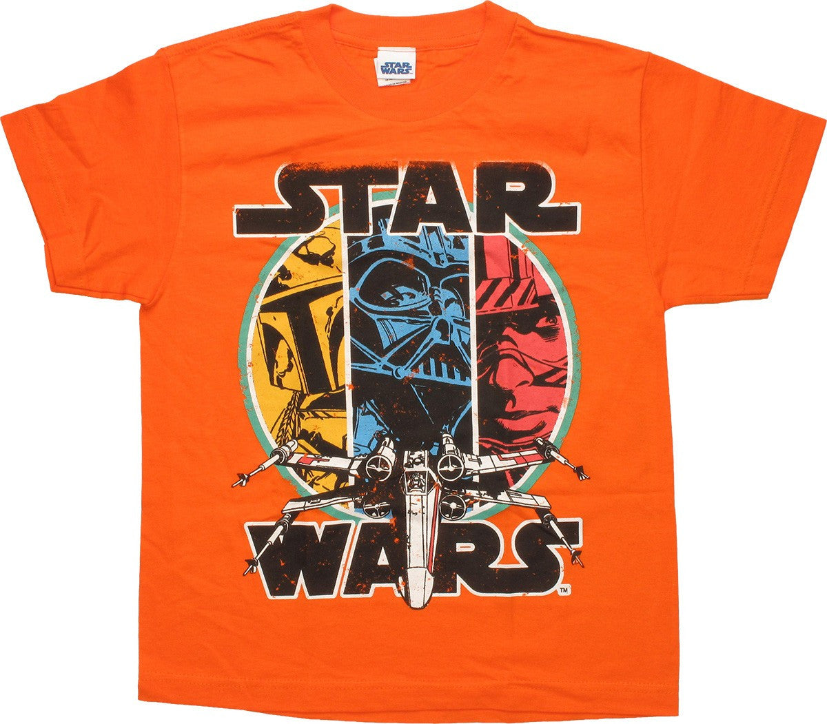 Star Wars 3 Characters X-Wing Orange Youth T-Shirt