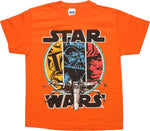 Star Wars 3 Characters X-Wing Orange Youth T-Shirt