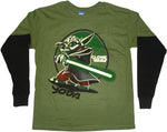 Star Wars Clone Wars Yoda Long Sleeve Youth T Shirt