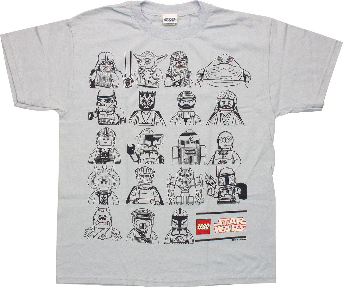 Star Wars Lego Nineteen Characters Youth T-Shirt