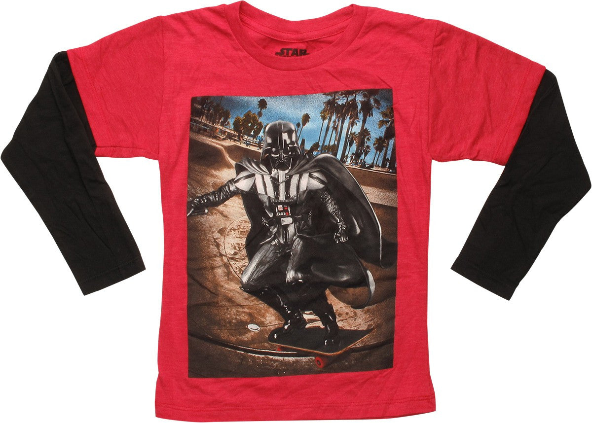 Star Wars Vader Skateboarding LS Juvenile T-Shirt