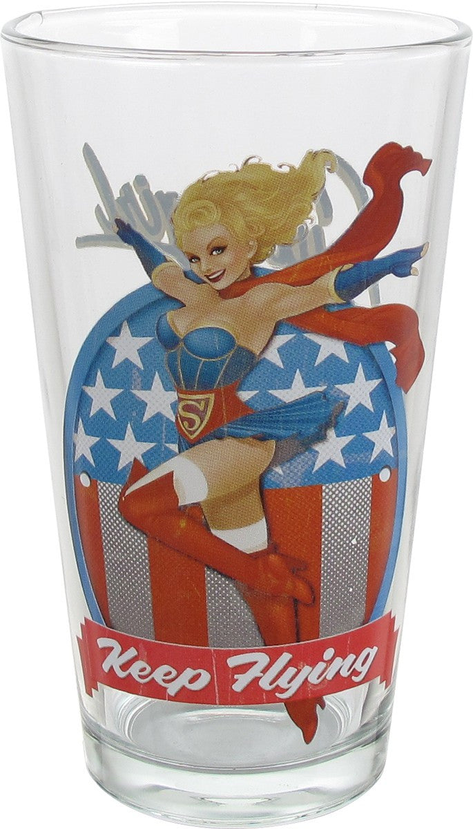 Supergirl Bombshell Toon Tumbler Pint Glass