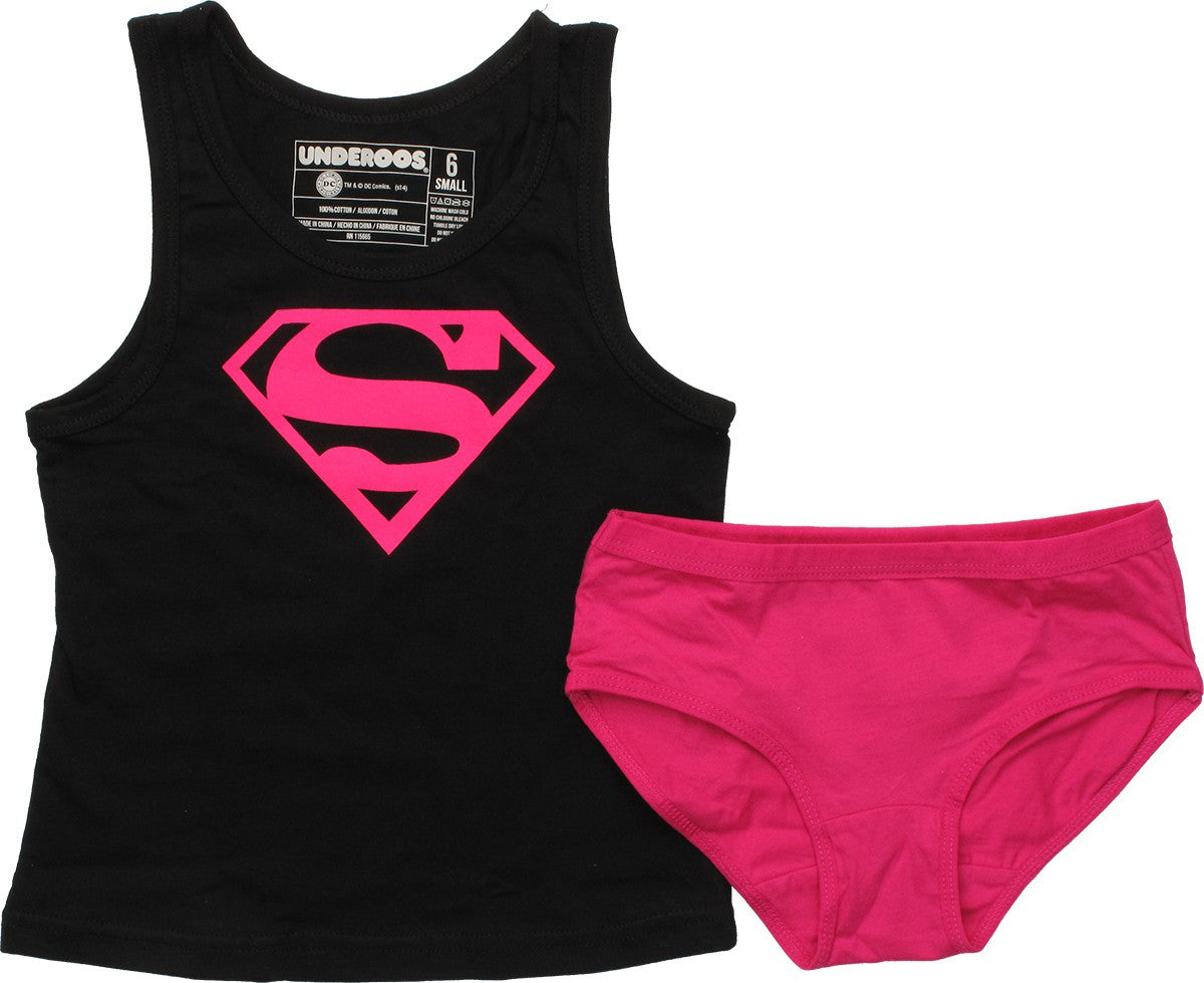 Supergirl Logo Pink Youth Tank Pajama Set
