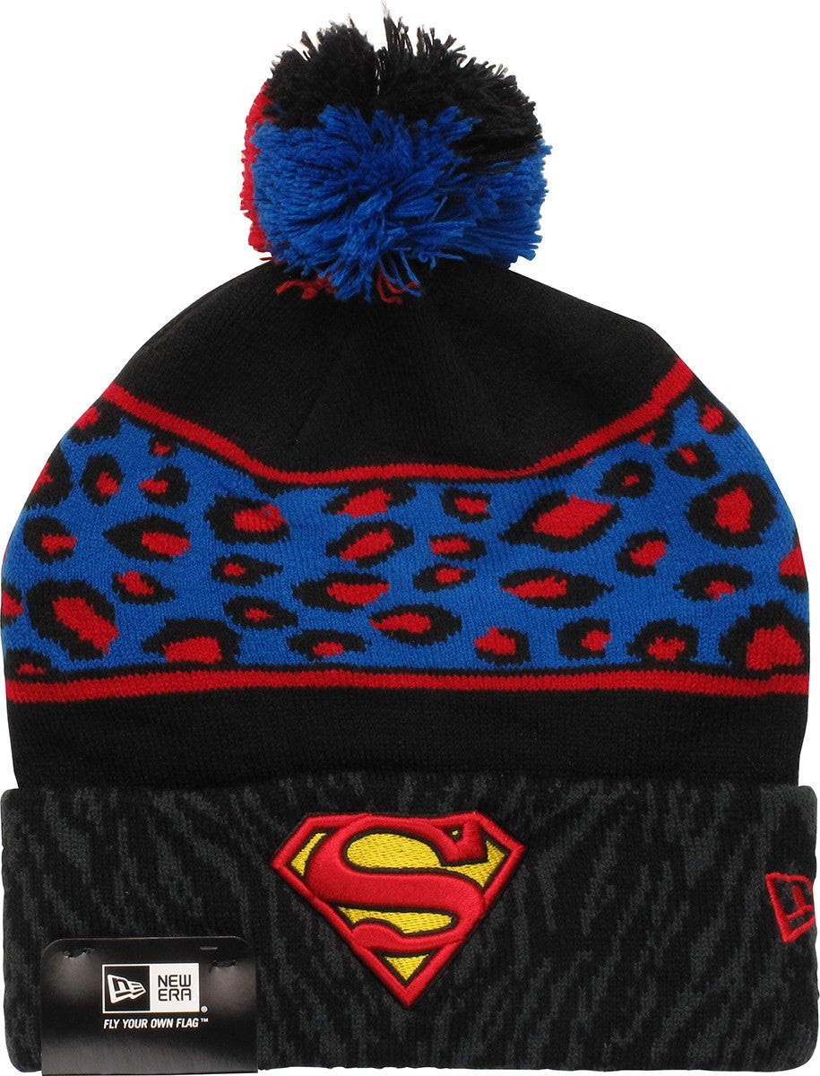 Superman Animal Print Pom Beanie