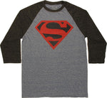 Superman Black Red Logo Contrast Raglan T-Shirt