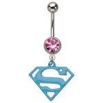 Superman Blue Logo Dangle Belly Ring