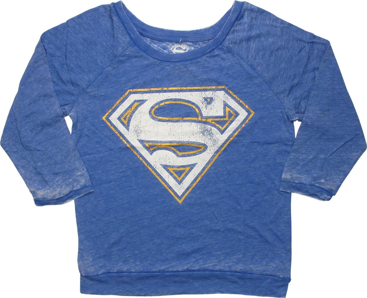 Superman Burnout Raglan Juniors T-Shirt