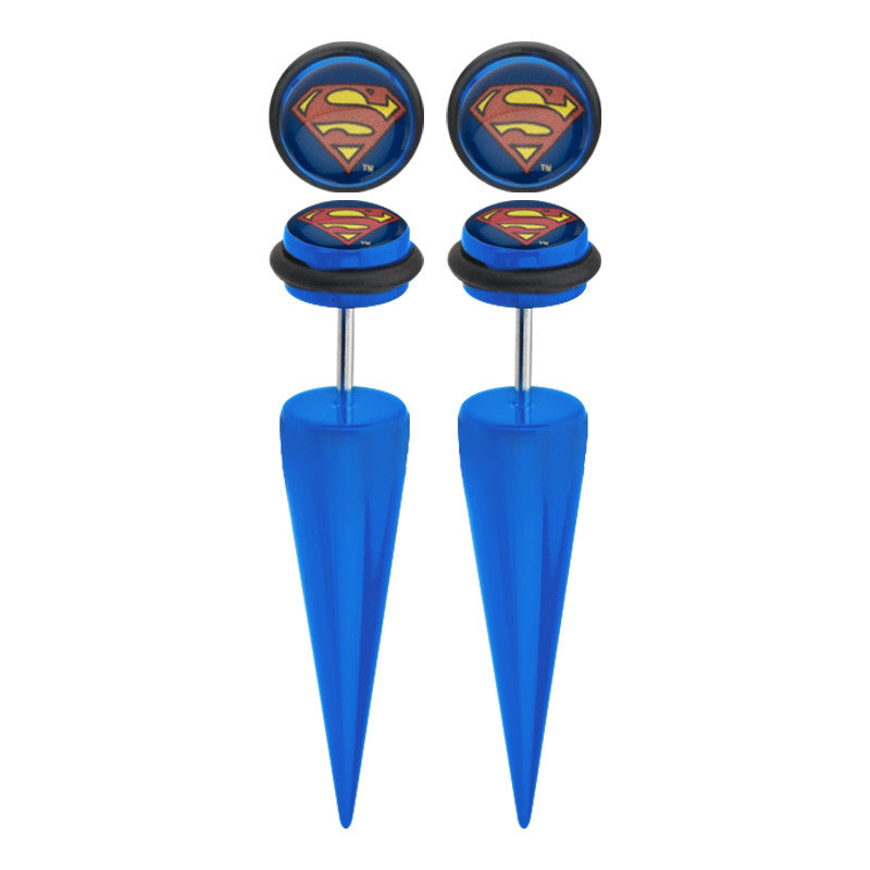 Superman Faux Taper Earrings