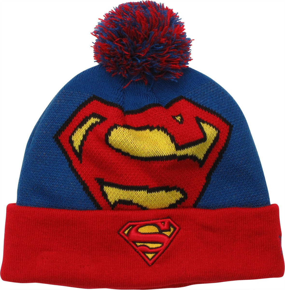 Superman Logo Cuff Pom Beanie
