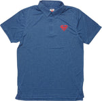 Superman Logo Heathered Blue Polo Shirt