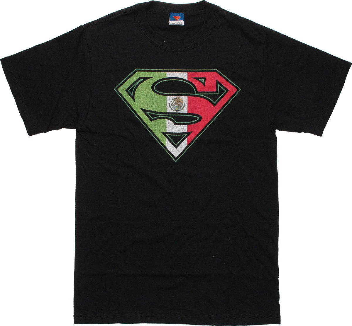 Superman Mexican Flag Logo Black T-Shirt
