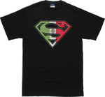 Superman Mexican Flag Logo Black T-Shirt
