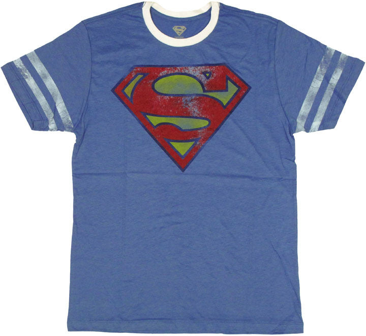 Superman Logo Stripes T Shirt Sheer