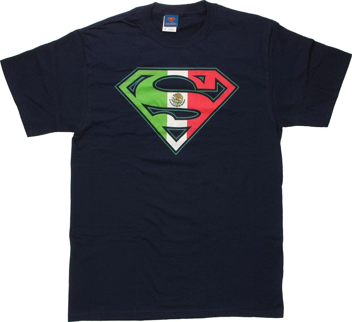Superman Mexican Flag Logo Navy T Shirt