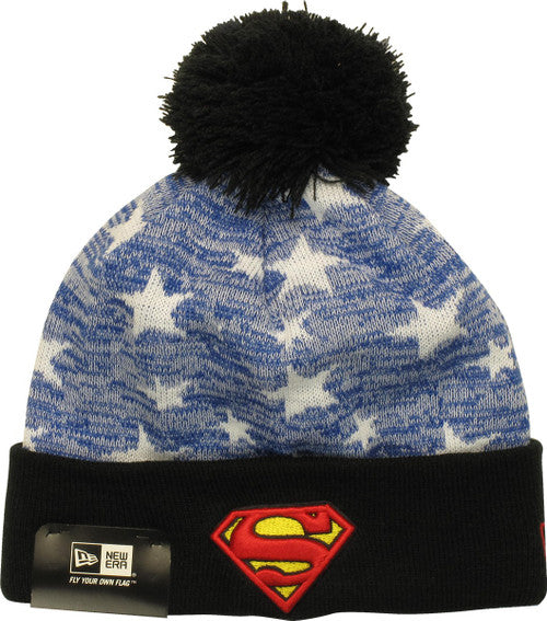 Superman Stars Cuff Pom Beanie