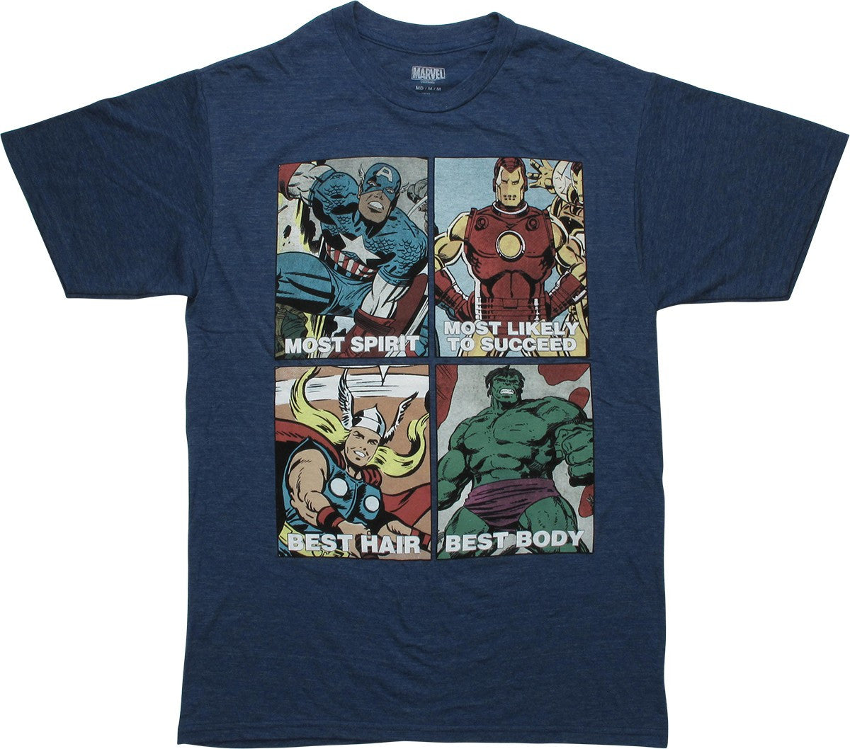 Avengers Year Book Squares Heather Navy T-Shirt
