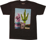 Fortnite Loot Llama Cactus Scene Gray T-Shirt