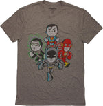 Justice League Cartoon Heroes Gray T-Shirt