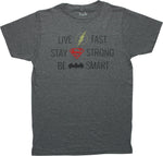 Justice League Fast Strong Heathered Black T-Shirt