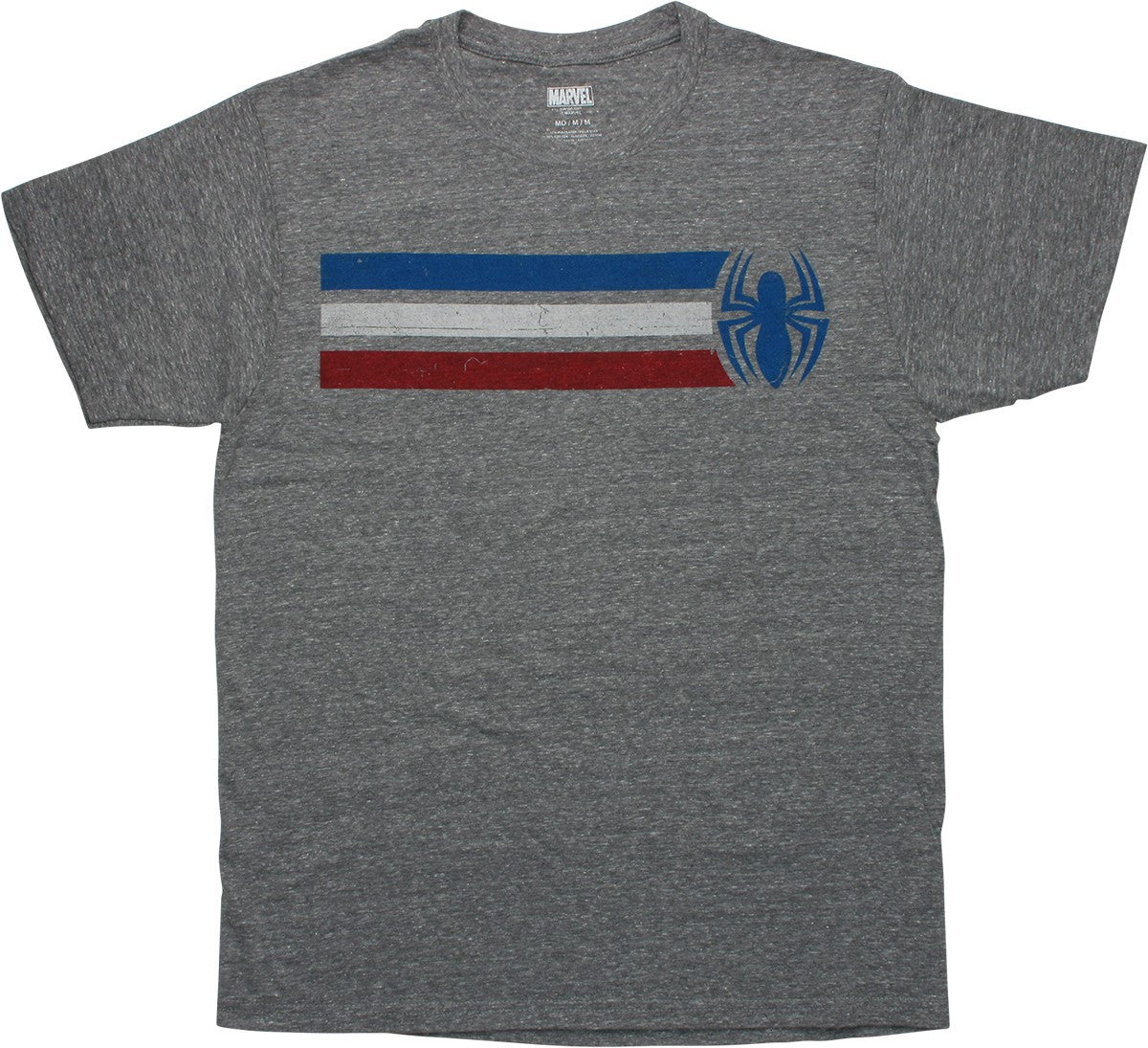 Spiderman Spider Logo Stripes Heather Gray T-Shirt