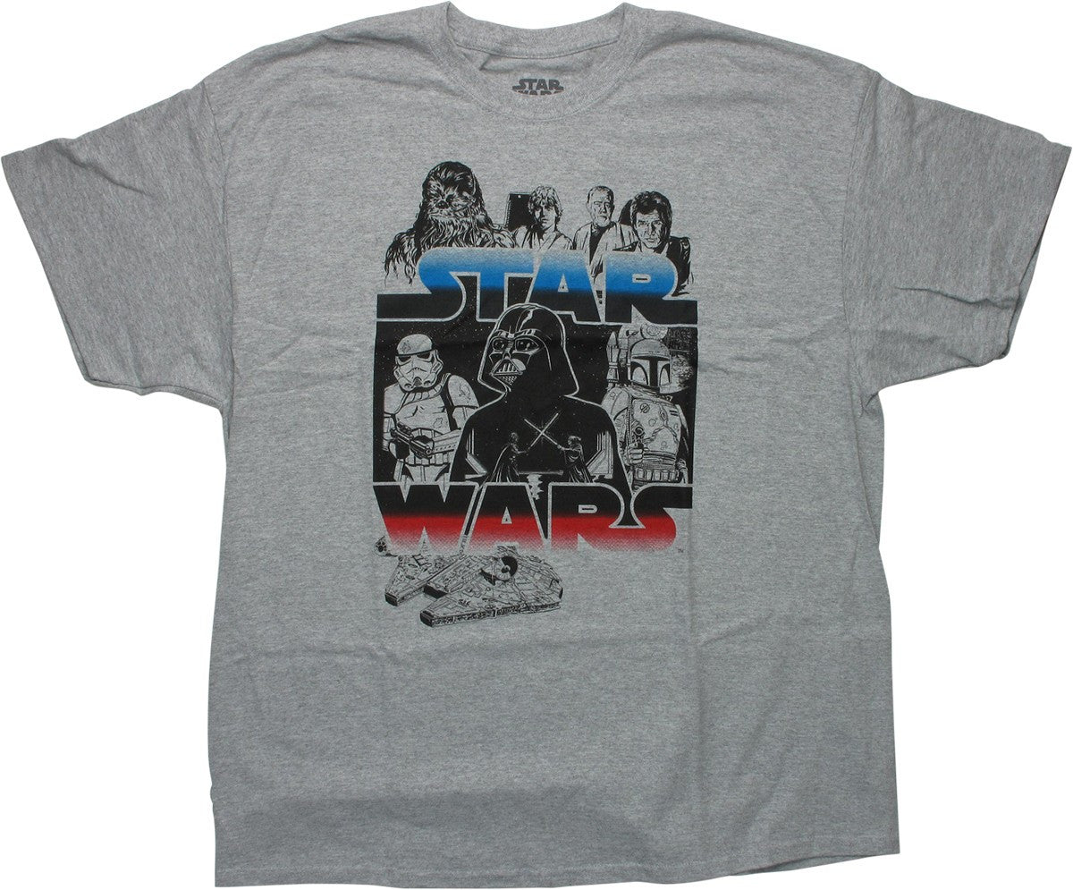 Star Wars Name Cast Heathered Gray T-Shirt