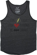 Justice League Fast Strong Smart Charcoal Tank Top