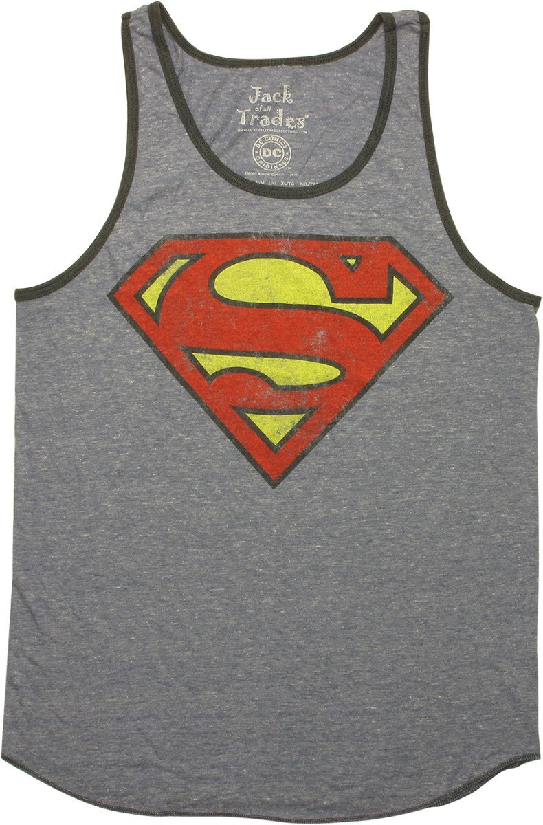 Superman Vintage Logo Ringer Tank Top