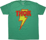 Thor Name on Bolt Distressed Green T-Shirt