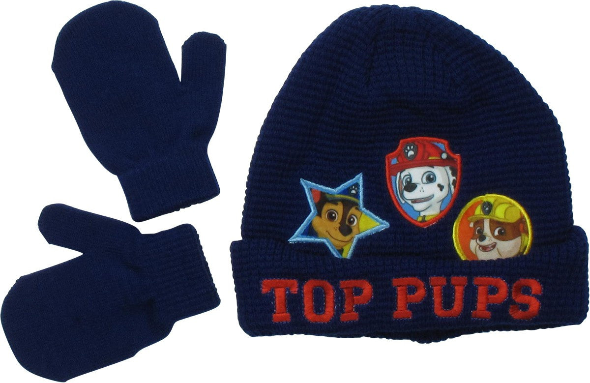 Paw Patrol Top Pups Cuff Toddler Beanie Gloves Set