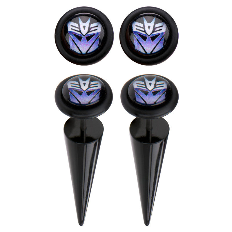 Transformers Decepticon Faux Taper Earrings
