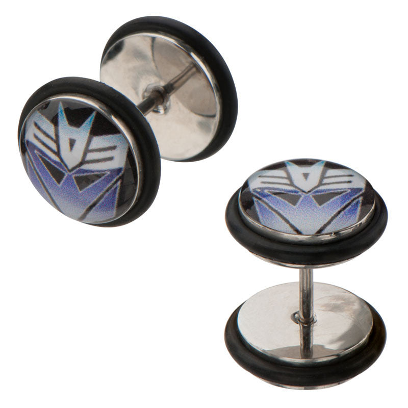 Transformers Decepticon Steel Faux Plug Earrings