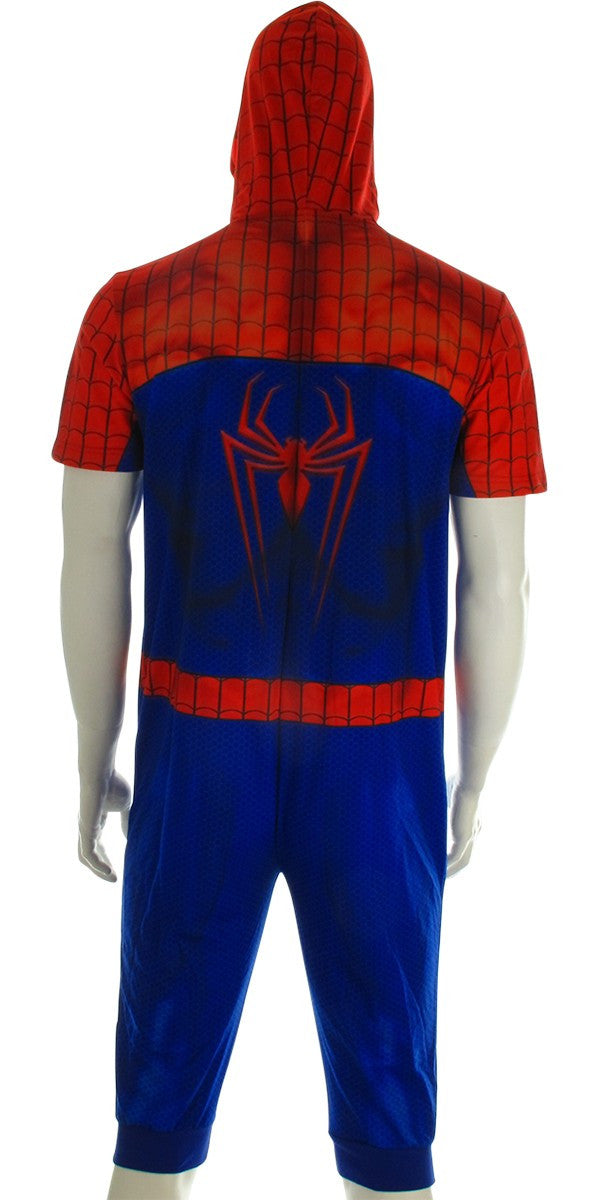 Spiderman Costume Cropped Hooded Union Suit