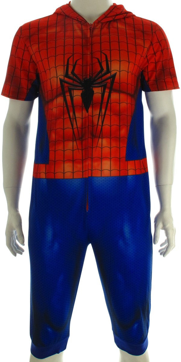 Spiderman Costume Cropped Hooded Union Suit