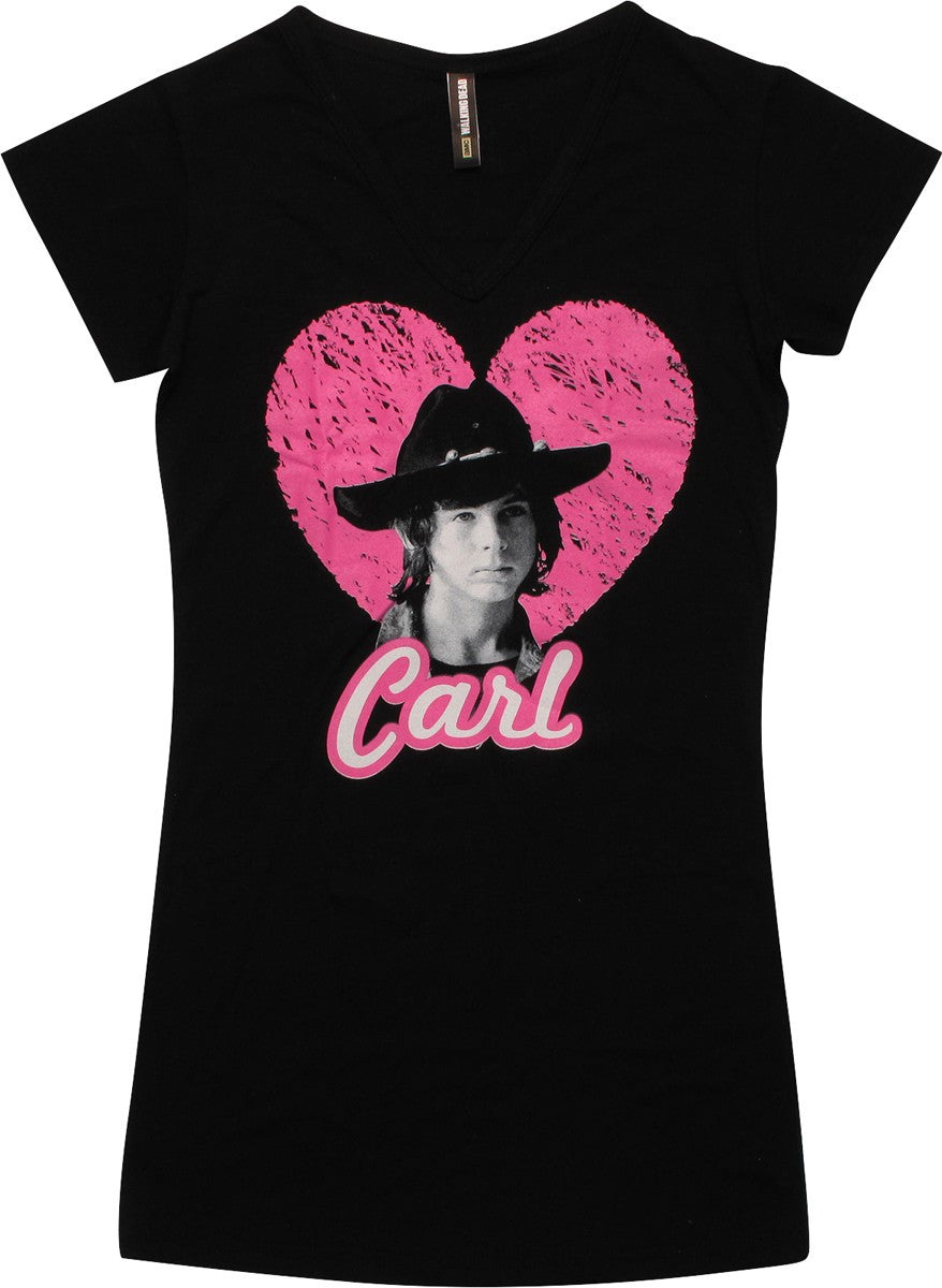 Walking Dead Carl Pink Heart V Neck Tunic Baby Tee