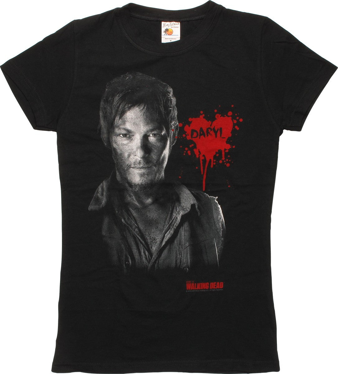 Walking Dead Daryl Bust Name Heart Juniors T-Shirt