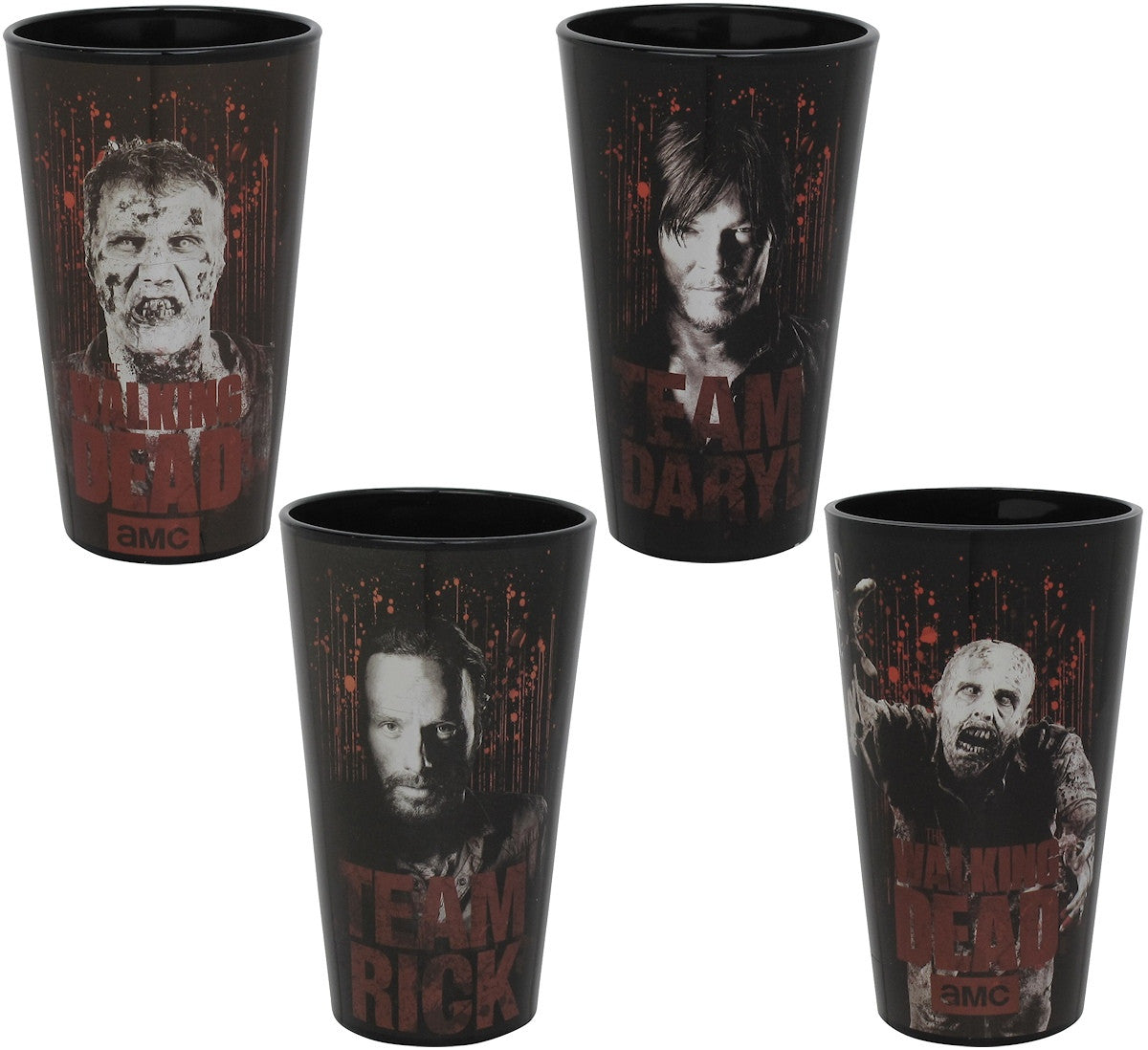 Walking Dead Team Daryl Rick Pint Glass Set