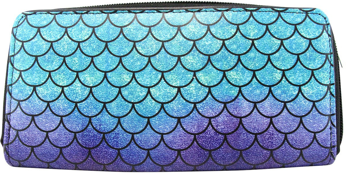 Little Mermaid Silhouette Shells Zip Clutch Wallet