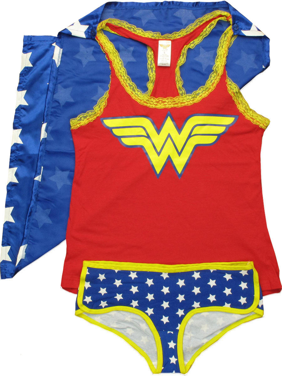 Wonder Woman Caped Tank and Briefs Junior Pajama Set