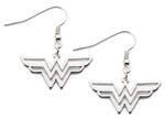 Wonder Woman Logo Silver Dangle Earrings