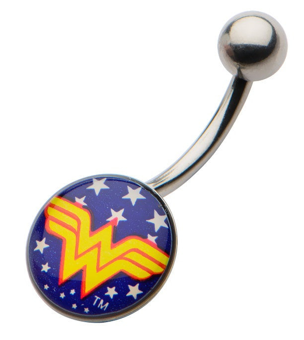 Wonder Woman Logo Stars Round Belly Ring