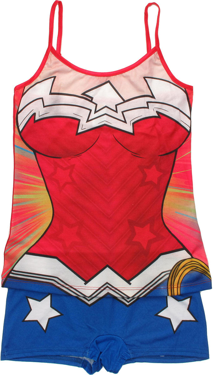 Wonder Woman Suit Cami and Shorts Junior Pajama Set