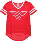 Wonder Woman V Neck Mesh Juniors T-Shirt