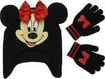 Minnie Mouse Face Peruvian Youth Beanie Gloves Set