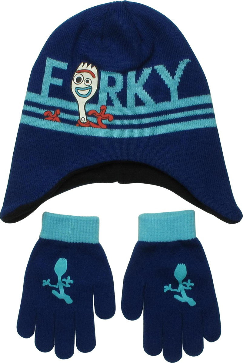 Toy Story 4 Forky Blue Youth Beanie Gloves Set