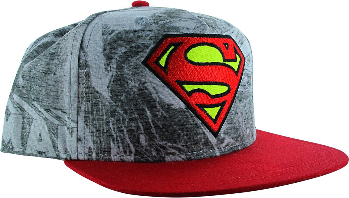 Superman Sketch Gray Red Bill Snapback Youth Hat