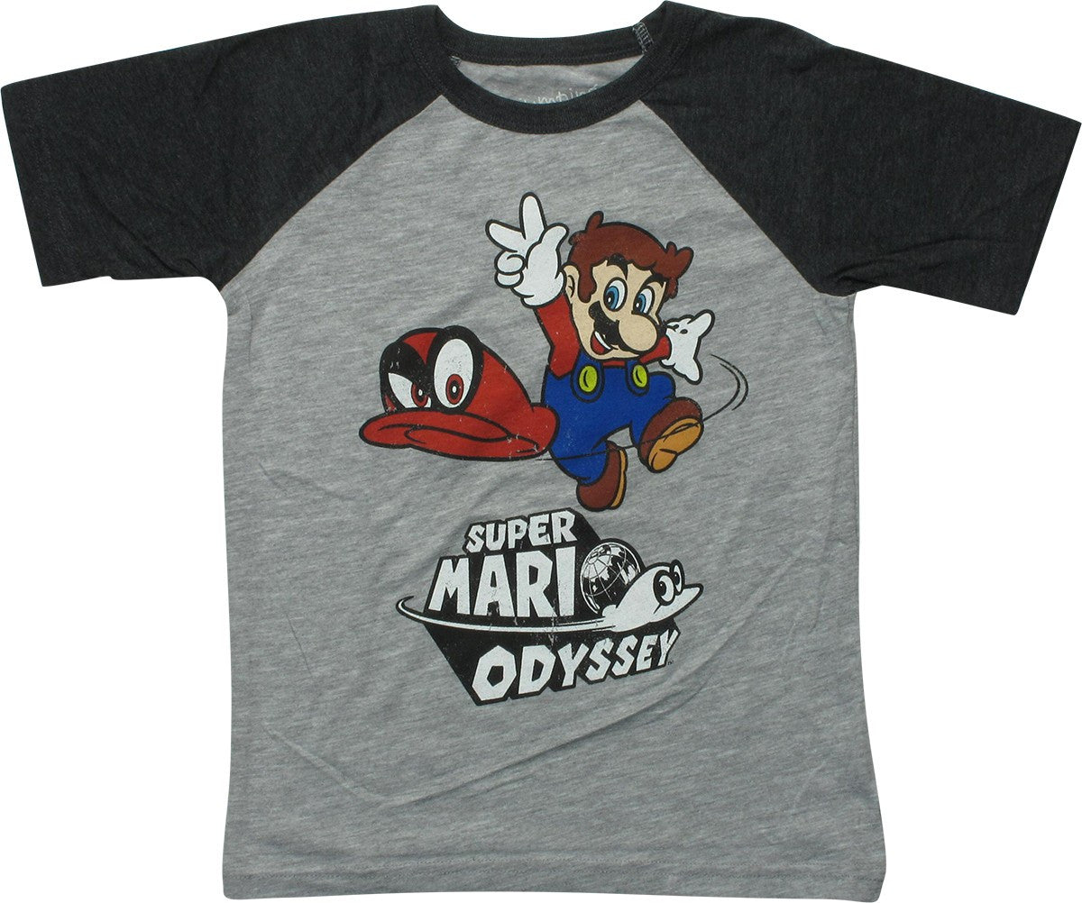 Mario Odyssey Hat Toss Raglan Youth T-Shirt